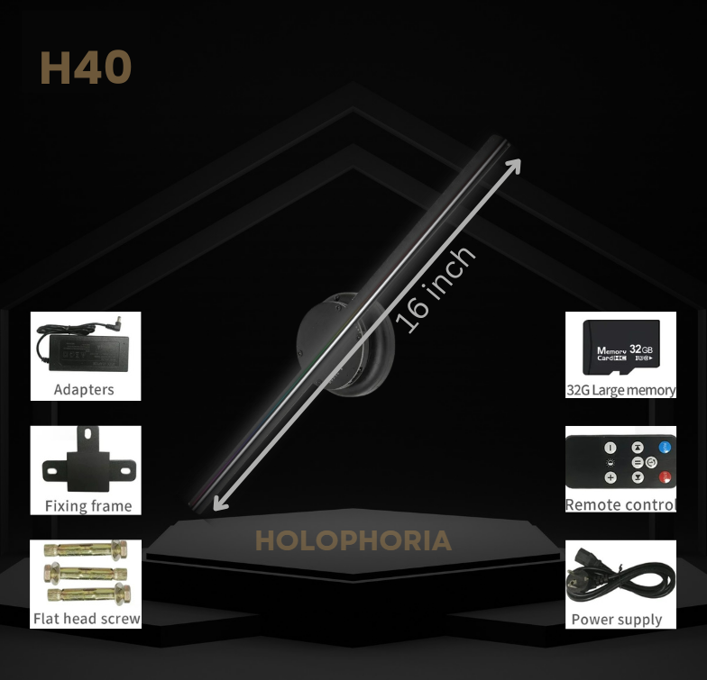 H40 model - 16-inch 3D hologram projector for small-scale advertising.