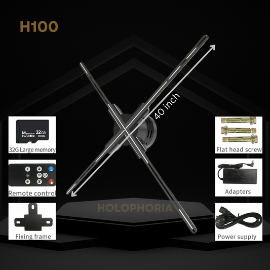 H100 model - 40-inch 3D hologram projector designed for large-scale advertising.