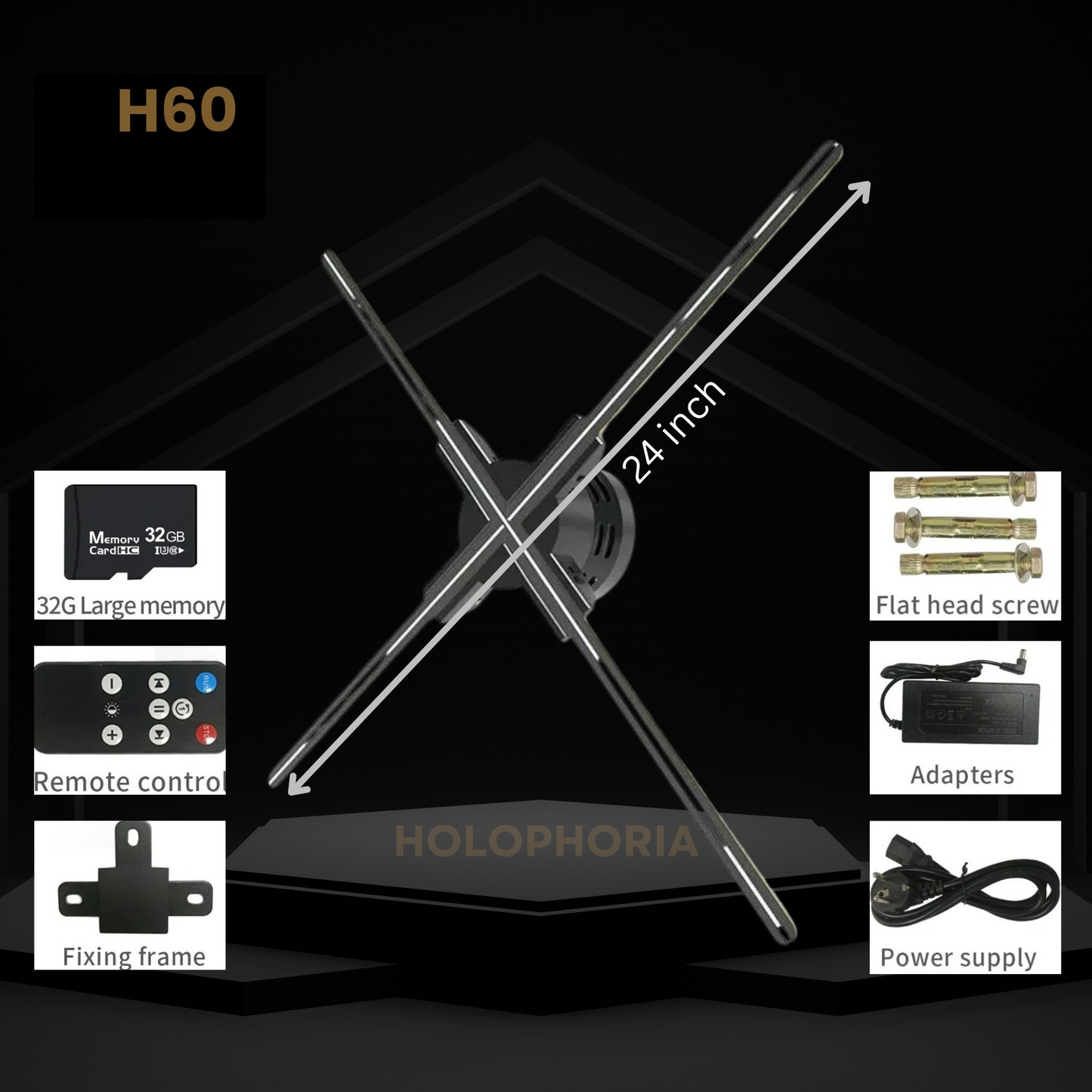 H60 model - 24-inch 3D hologram projector suitable for medium-sized businesses.