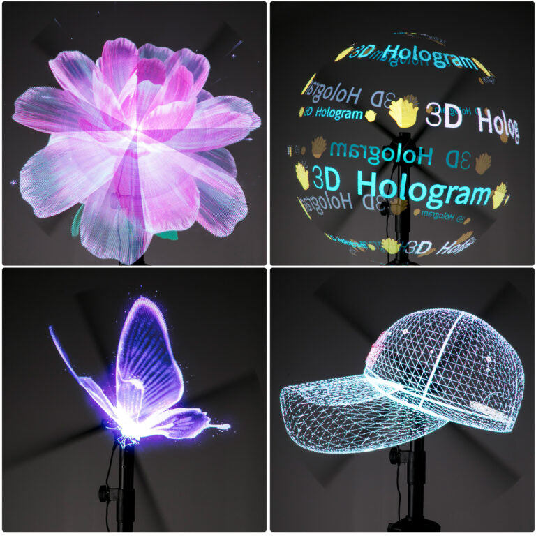 Photo of various holograms being projected with h60 variant